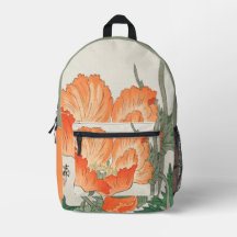 Vintage Japanese Orange Poppy Flower, Ohara Koson
