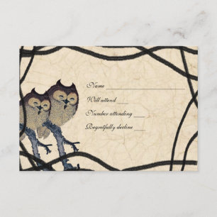 Vintage Japanese Owl rsvp with envelopes Card