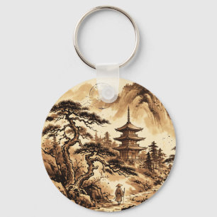 Vintage Japanese Pagoda Keychain