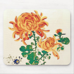 Vintage Japanese Painting of Chrysanthemums Mouse Pad