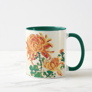 Vintage Japanese Painting of Chrysanthemums Mug