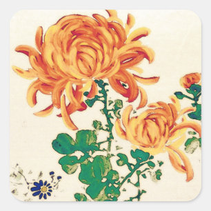 Vintage Japanese Painting of Chrysanthemums Sticker