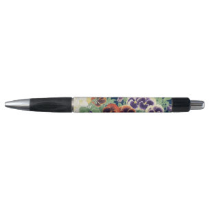 Vintage Japanese Pansy Flower Ukiyo-e Botanical Pen