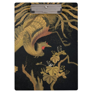 Vintage Japanese Phoenix Gold Black Bird Clipboard