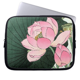 Vintage Japanese Pink Lotus Flower Laptop Sleeve