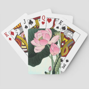 Vintage Japanese Pink Lotus Flower Poker Cards