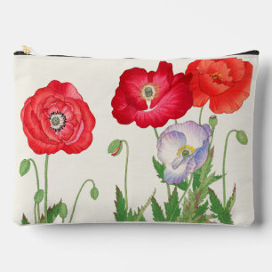Vintage Japanese Poppy Botanical Art 1917 Accessory Pouch