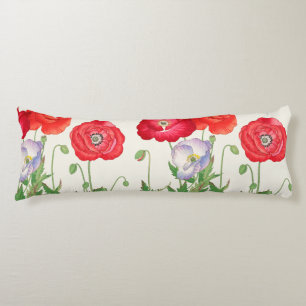 Vintage Japanese Poppy Botanical Art 1917 Body Pillow