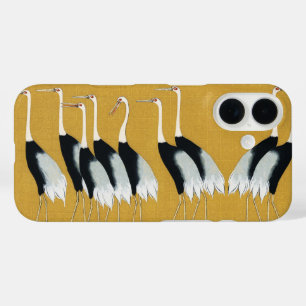 Vintage Japanese Red Crowned Crane Gold Art iPhone 16 Case
