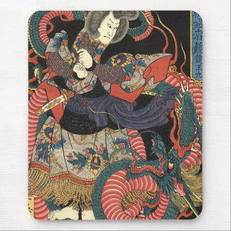 Vintage Japanese Red Dragon Mouse Pad