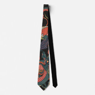 Vintage Japanese Red Dragon Tie