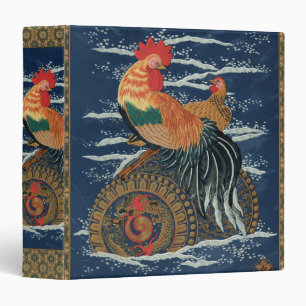 Vintage Japanese Rooster Hen Dragon Art Binder