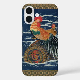 Vintage Japanese Rooster Hen Dragon Art iPhone 16 Case