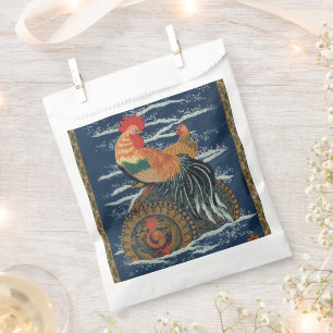 Vintage Japanese Rooster Hen Dragon Art Favour Bag