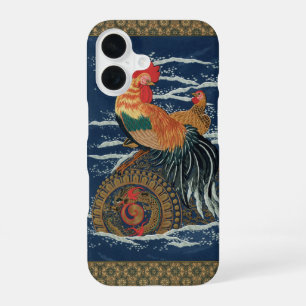 Vintage Japanese Rooster Hen Dragon Art iPhone 16 Case