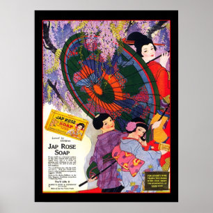 Vintage Japanese Rose Soap Advertising Poster