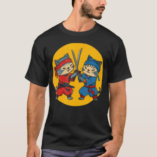 Vintage Japanese Samurai Cat Tattoo Ninja T-Shirt