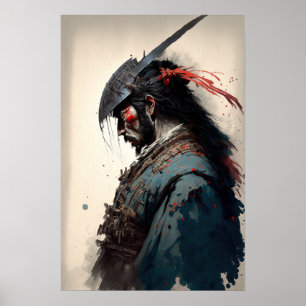 Vintage Japanese Samurai Warrior Art Print Poster