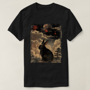 Vintage Japanese Scenery Cute Rabbit Kanji Japan T-Shirt