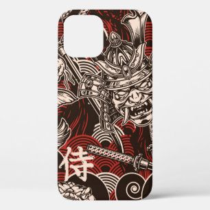 Vintage japanese seamless pattern with katana swor iPhone 12 case