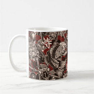 Vintage japanese seamless pattern with katana swor coffee mug