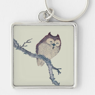 Vintage Japanese Sleeping Owl Keychain
