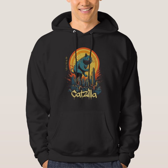 Vintage Japanese Sunset Catzilla 1 Hoodie (Front)