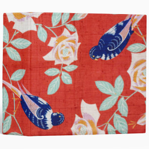 Vintage Japanese Textile, Bird and Rose Binder