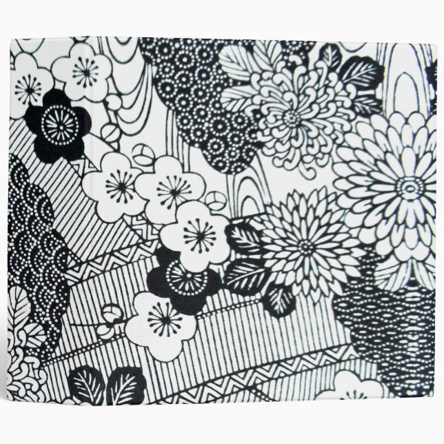 Vintage Japanese Textile, Floral Pattern Binder (Front/Spine)