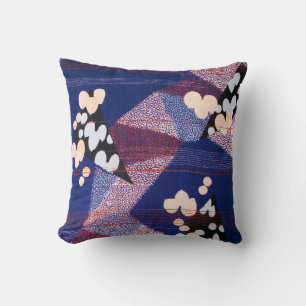 Vintage Japanese Textile, Leaf Pattern Throw Pillow
