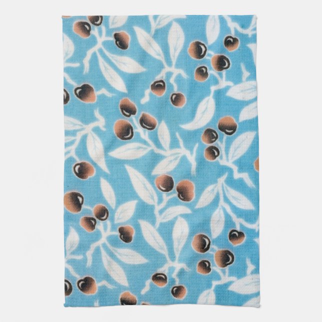 Vintage Japanese Textile, Nuts Pattern Kitchen Towel (Vertical)