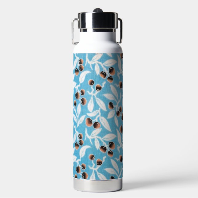 Vintage Japanese Textile, Nuts Pattern Water Bottle (Front)