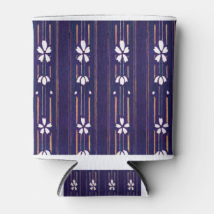 Vintage Japanese Textile Pattern Shima-Shima Can Cooler