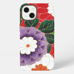 Vintage Japanese Textile - Red Dahlias iPhone 13 Case