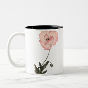 Vintage Japanese ukiyo e art ,  Poppy illustration Two-Tone Coffee Mug