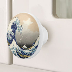 vintage japanese ukiyo e art the great wave ceramic knob