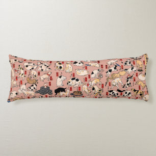 Vintage Japanese Ukiyo-e Cat Pattern: Kuniyoshi Body Pillow