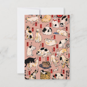 Vintage Japanese Ukiyo-e Cat Pattern: Kuniyoshi Thank You Card