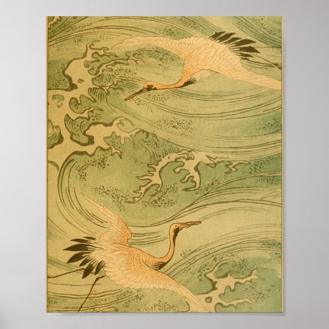 Vintage Japanese Wall Art Cranes (Front)