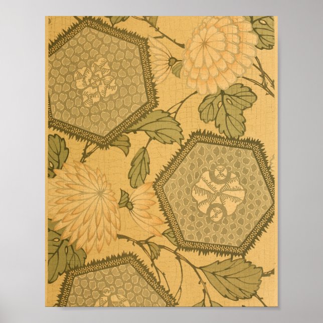 Vintage Japanese Wall Art Flowers (Front)