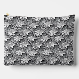 Vintage Japanese Waves, Black and White Accessory Pouch