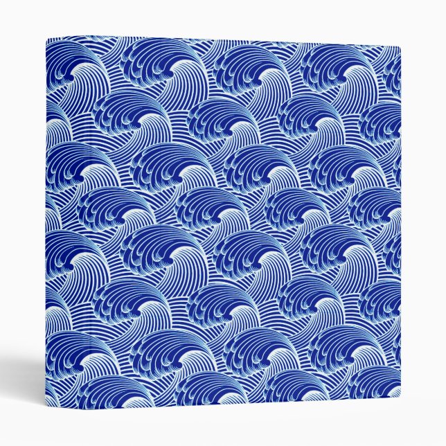 Vintage Japanese Waves, Cobalt Blue and White Binder (Front/Spine)