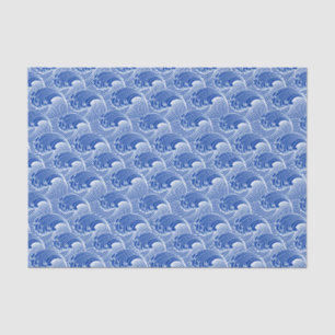 Vintage Japanese Waves, Cobalt Blue and White Tissue Paper