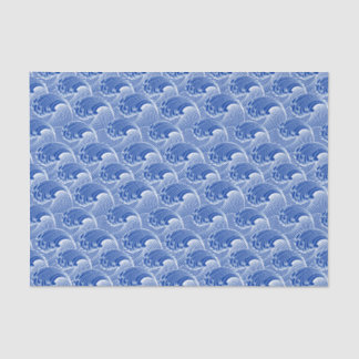Vintage Japanese Waves, Cobalt Blue and White Tissue Paper