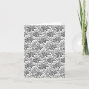 Vintage Japanese Waves, Grey / Grey and White  Card