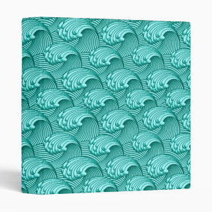 Vintage Japanese Waves, Turquoise and Aqua Binder