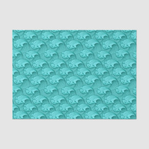 Vintage Japanese Waves, Turquoise and Aqua Tissue Paper