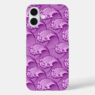 Vintage Japanese Waves, Twilight Purple and Lilac iPhone 16 Plus Case