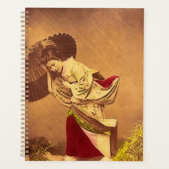 Vintage Japanese woman in the wind  Planner (Front)