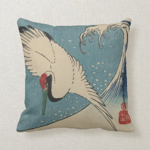 Vintage Japanese Woodblock Print Image Pillow